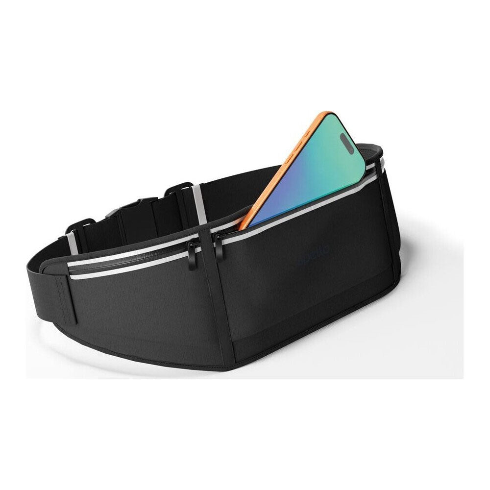Spello Justerbart Løpebelte med 3 Lommer - Maks. 18 cm - Svart
