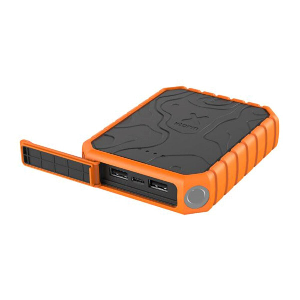 Xtorm Rugged Powerbank 18W - 2 x USB-A QC & 1 x USB-C PD - 10.000 mAh - Svart / Oransje