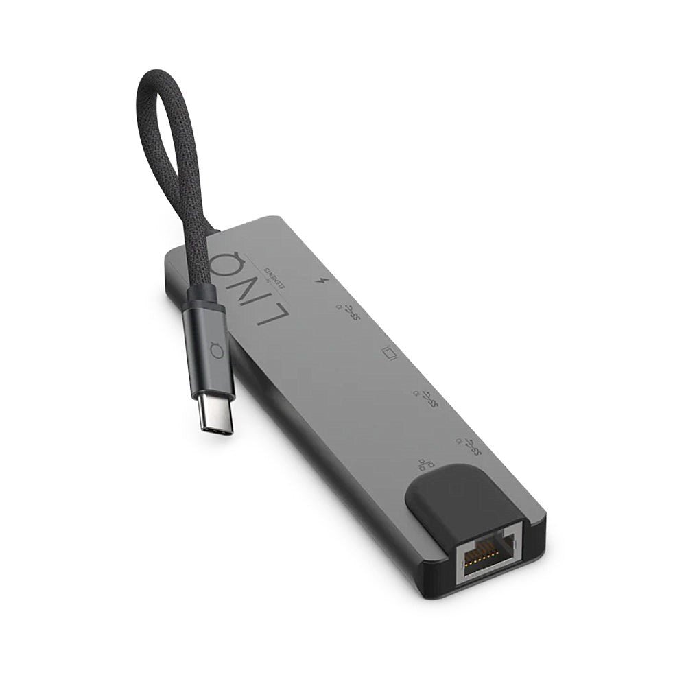 LINQ byELEMENTS 6-in-1 USB-C Pro Multiport Hub - 2 x USB-A  / 2 x USB-C  / HDMI / RJ45 Ethernet - Space Grey