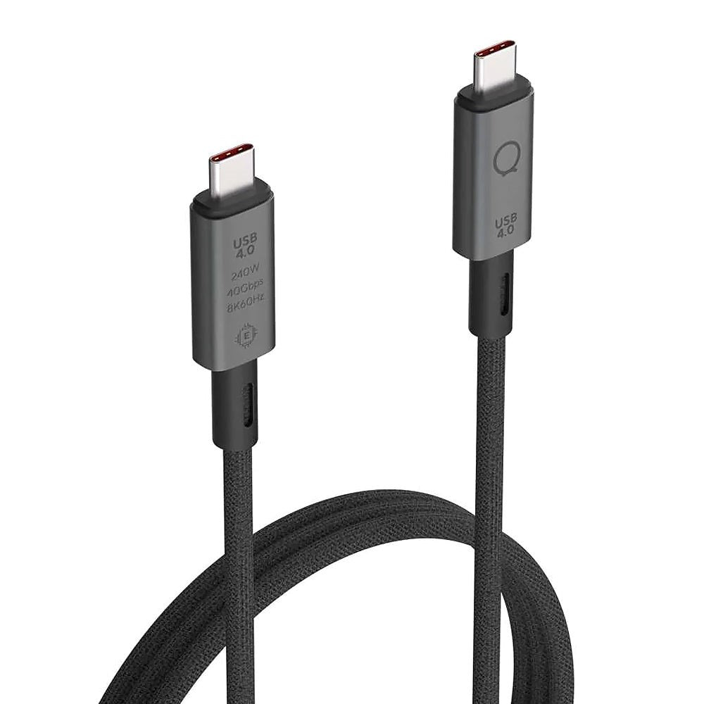 LINQ byELEMENTS Pro-kabel USB-C til USB-C - 240W PD & 8K/60Hz - 1 m - Grå / Svart