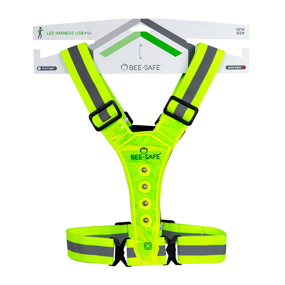 Bee-Safe Refleks Løpevest m. Lys & Mobillomme - Sølv