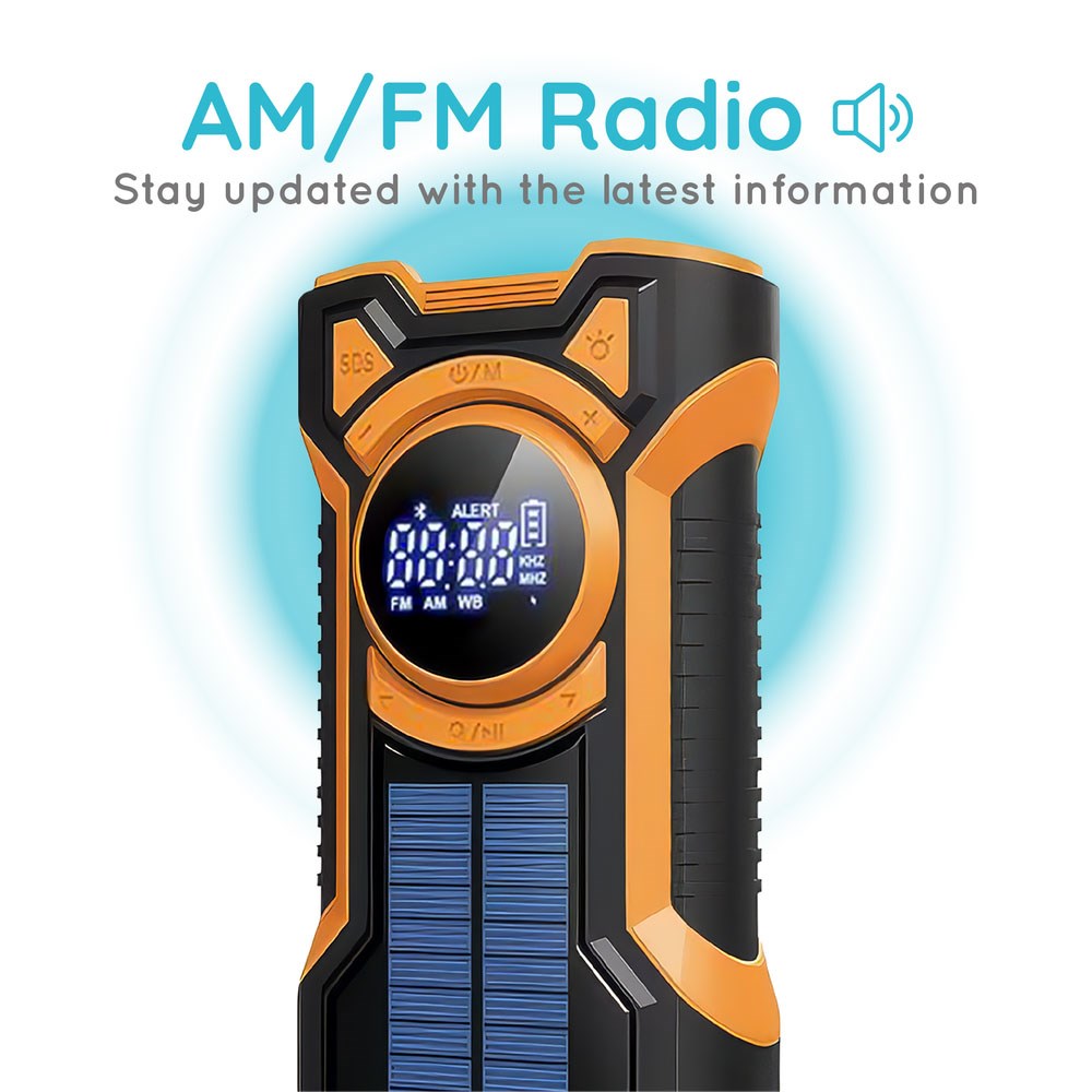 Just In Case Nødradio m. Bluetooth & 5000 mAh PowerBank - Svart / Oransje