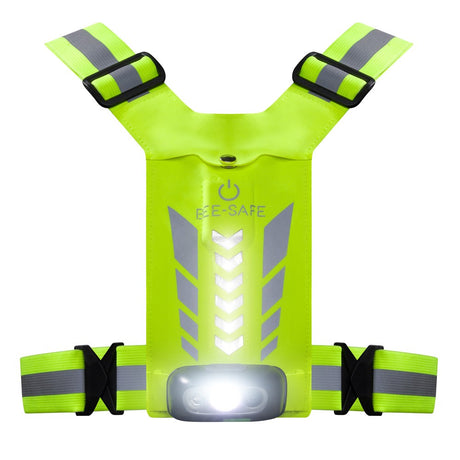 Bee-Safe Løpevest m. LED & Mobillomme - Gul