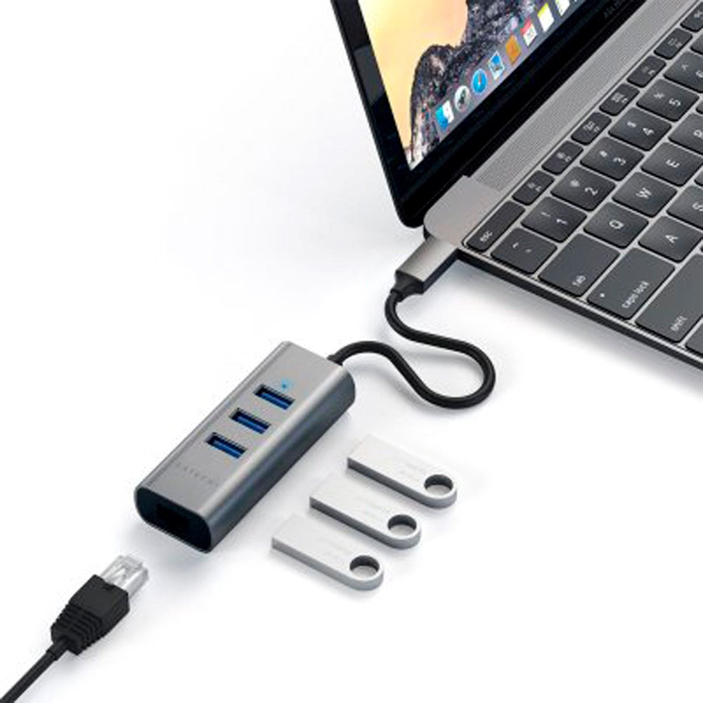 Satechi 2-i-1 USB-C Hub / Ethernet-port - Space Grey