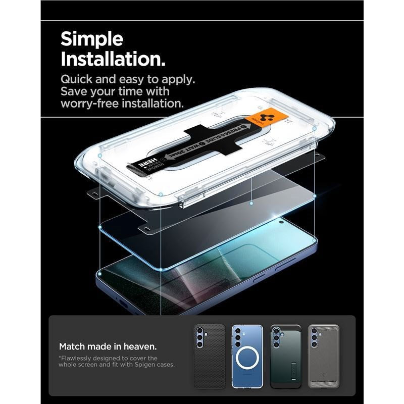 Samsung Galaxy S25 / S24 Spigen Glass tR EZ Fit HD Skjermbeskyttelsesglass - Privacy - 2 stk - Gjennomsiktig