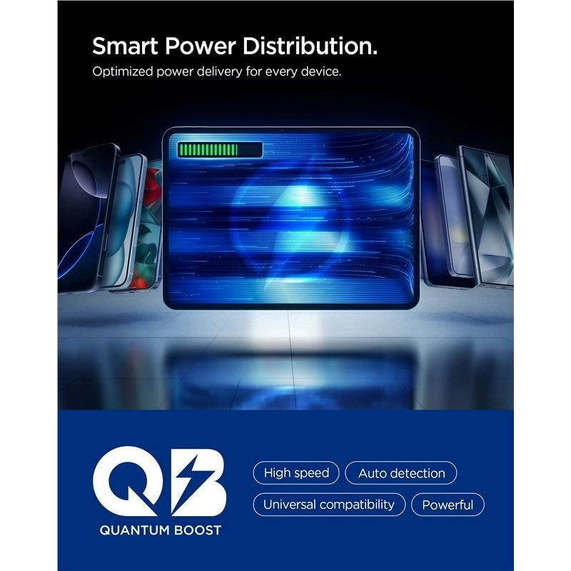 Spigen Essential 20 000mAh Powerbank med 2 x USB-C - 1 x USB-A - 30W - Svart