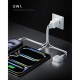 Spigen Essential 47W Vegglader med 2 x USB-C & 1 x USB-A - Hvit