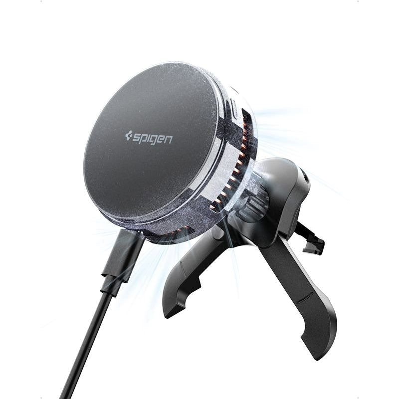 Spigen Essential Bilholder med Trådløs Lading - Luftventil - Svart