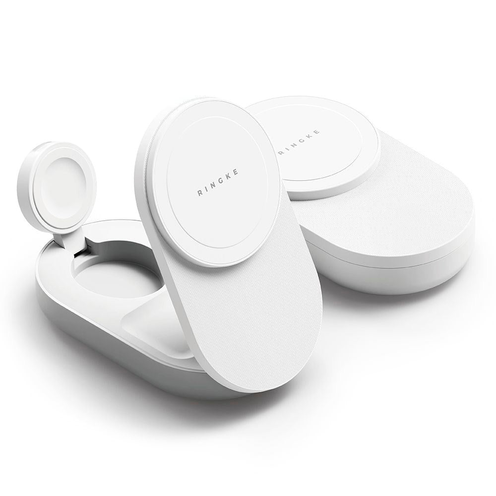 Ringke 3-i-1 Qi2 Foldbar Trådløs Lader – 25W – MagSafe Kompatibel – Hvit