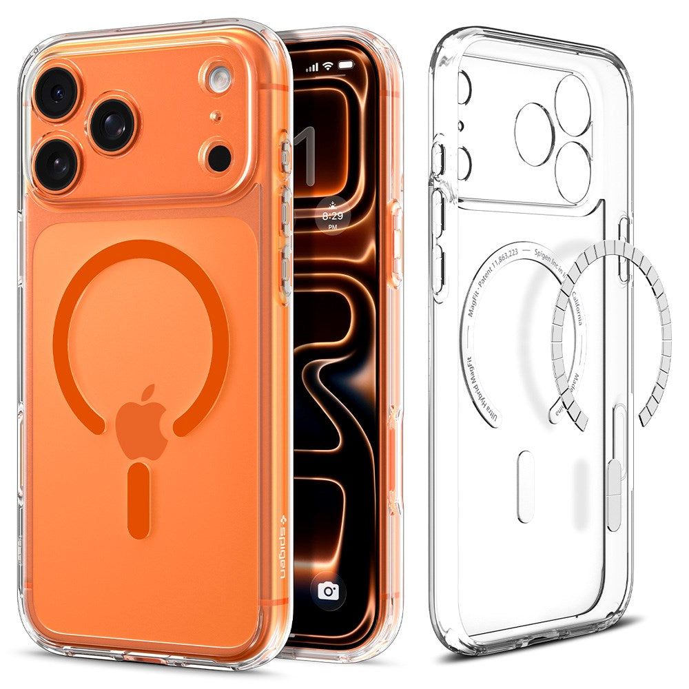 iPhone 17 Pro Max Spigen Ultra Hybrid Deksel - MagSafe Kompatibel - Gjennomsiktig / Oransje