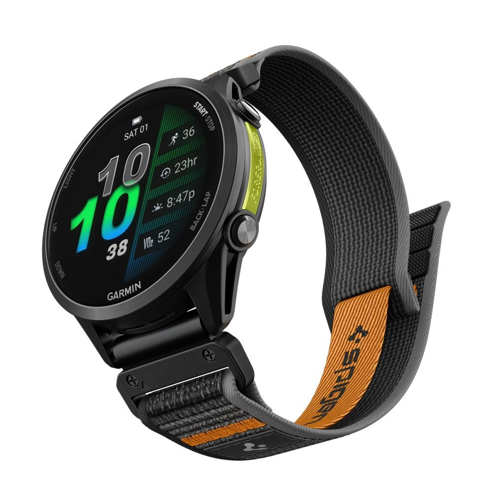 Universal Garmin 22mm QuickFit Spigen Athlex Air Nylonrem - Svart / Oransje