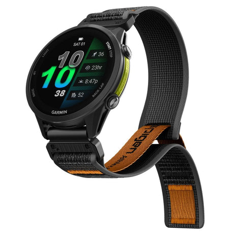 Universal Garmin 22mm QuickFit Spigen Athlex Air Nylonrem - Svart / Oransje