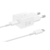 Original Samsung Super Fast Charge 25W GaN Strømadapter med USB-C til USB-C-kabel - Hvit