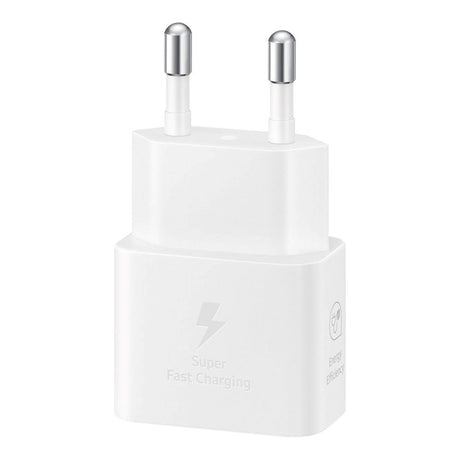 Original Samsung Super Fast Charge 25W GaN Strømadapter med USB-C til USB-C-kabel - Hvit