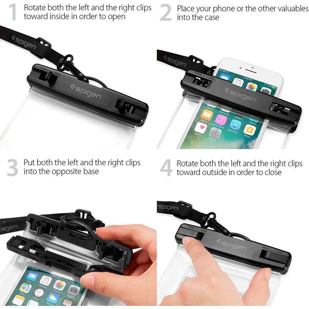 Spigen Universal AquaShield Vanntett Deksel - Gjennomsiktig / Svart