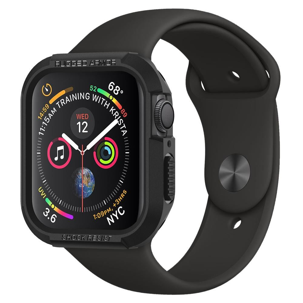 Apple Watch SE/6/5/4 (44mm) SPIGEN Rugged Armor Case - Fleksibelt Deksel - Svart