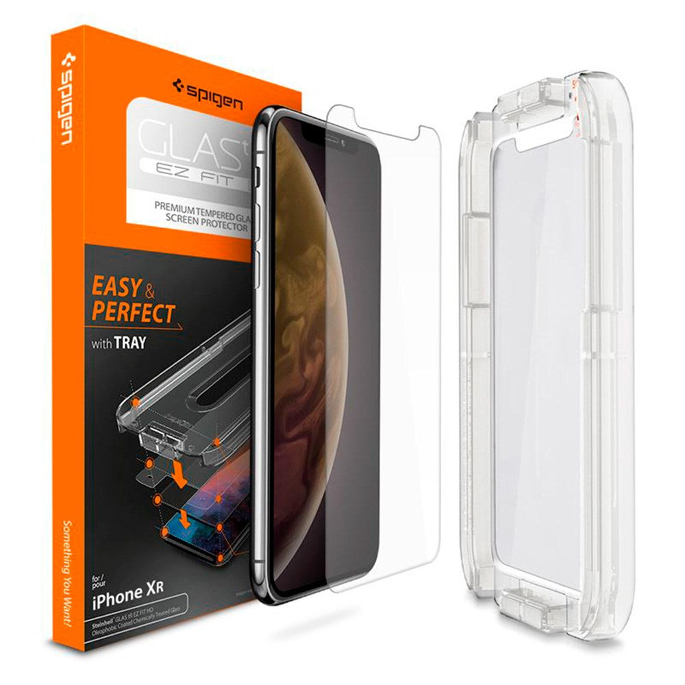 iPhone XR Spigen EZ Fit Glas.tR Skjermbeskytter - Case Friendly - Gjennomsiktig