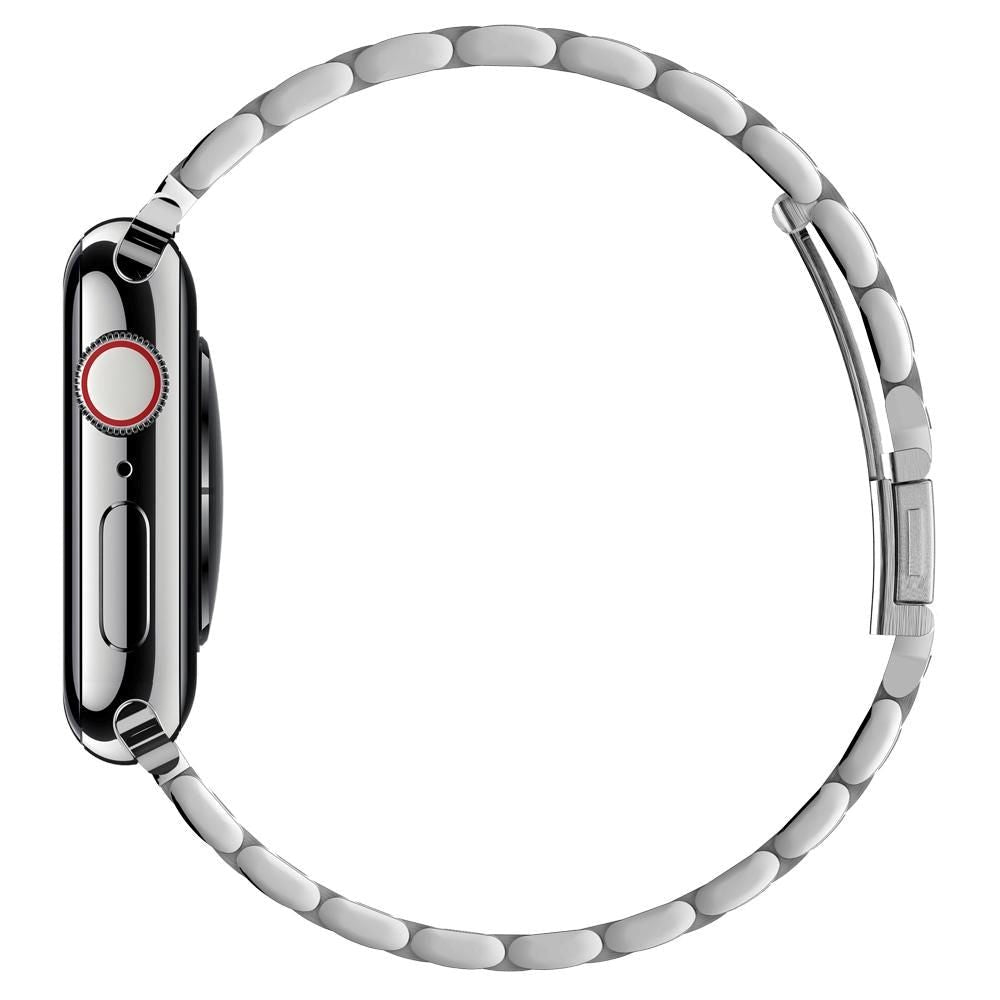 Apple Watch (42/44/SE/45/46/49mm) Spigen Modern Fit Band - Rustfritt Stål Reim med Pinner - Sølv