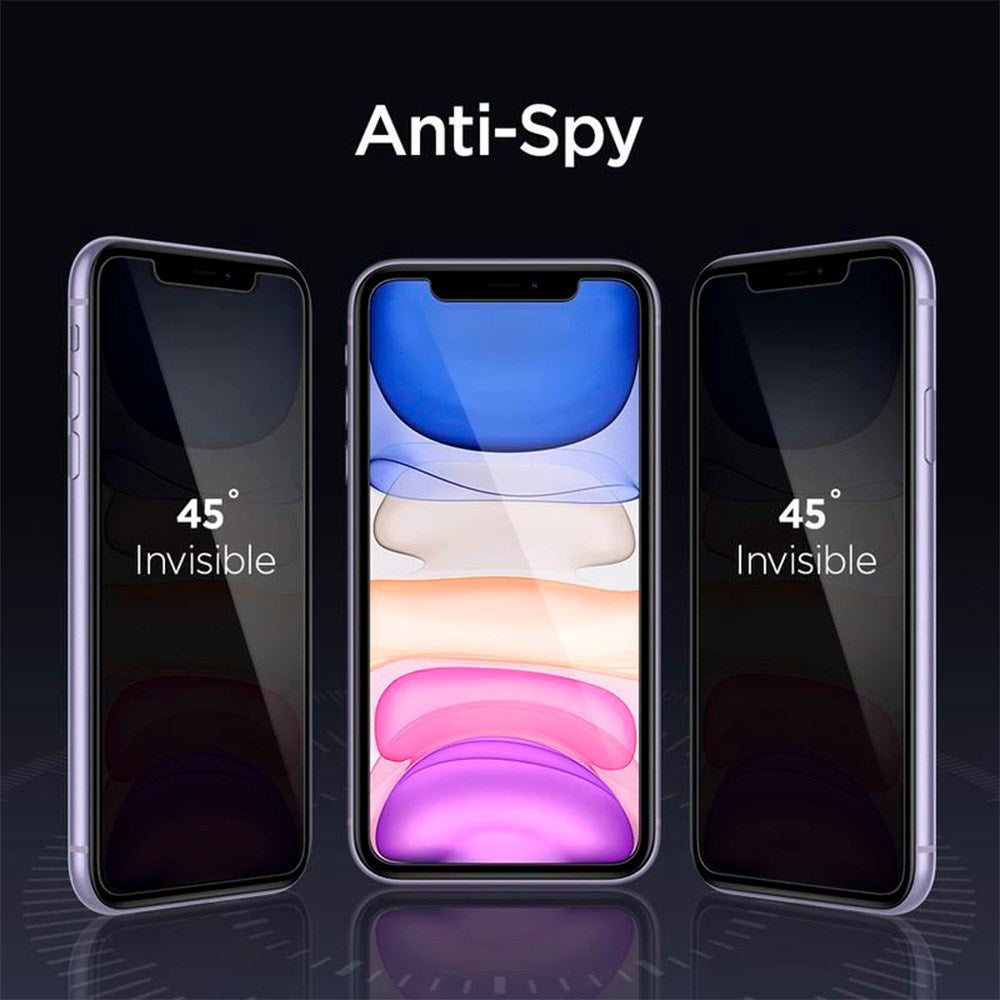 iPhone 11 Spigen Alignmaster Glas.tR Skjermbeskytter - Privacy - Case Friendly - Genomskinlig