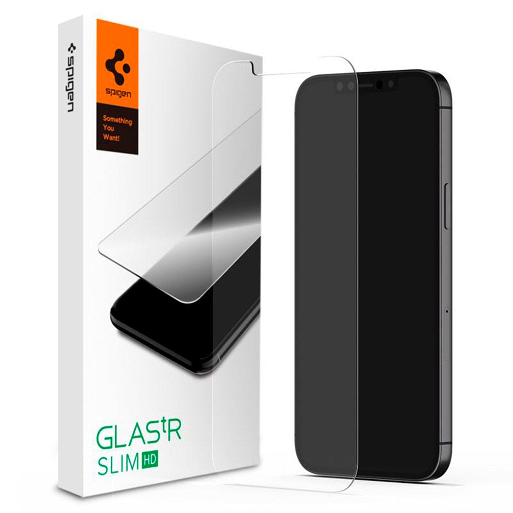 iPhone 12 / 12 Pro Spigen Glas.tr Slim HD Skjermbeskyttelse - Case Friendly - Gjennomsiktig