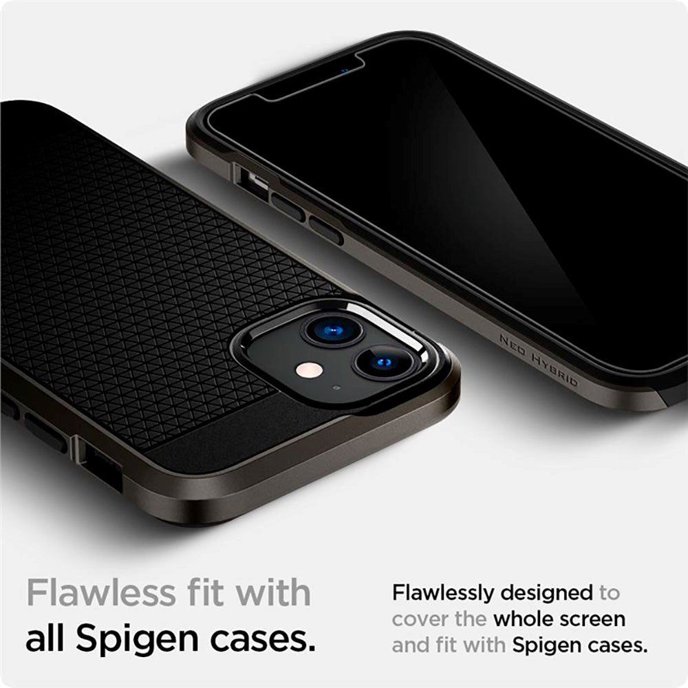 iPhone 12 Mini Spigen EZ Fit Glas.tR Skjermbeskytter 2. Stk - Case Friendly - Gjennomsiktig