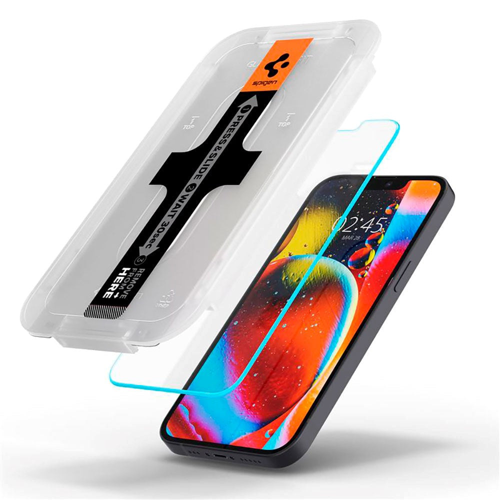 iPhone 13 Mini Spigen EZ Fit Glas.tR Skjermbeskytter 2. Stk - Case Friendly - Gjennomsiktig