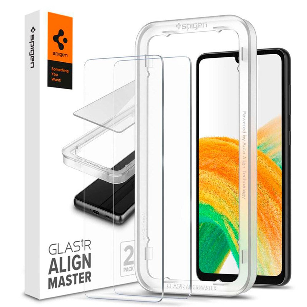 Samsung Galaxy A33 (5G) Spigen Alignmaster Glas.tR Skjermbeskytter 2. Stk - Case Friendly - Genomskinlig