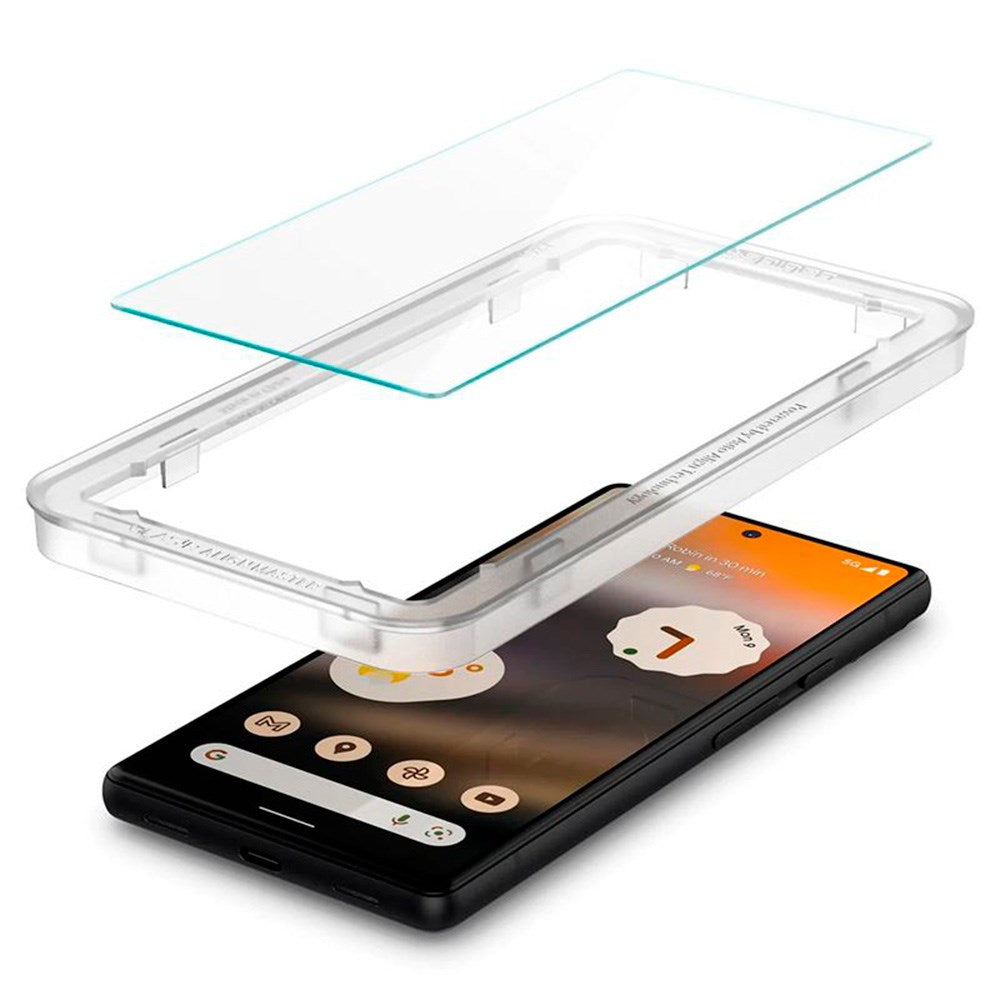 Google Pixel 6a Spigen Alignmaster Glas.tR Skjermbeskytter 2. Stk - Case Friendly - Genomskinlig