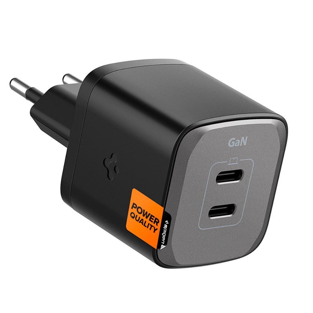 Spigen ArcStation PD 45W GaN Vegglader med 2 x USB-C - Svart