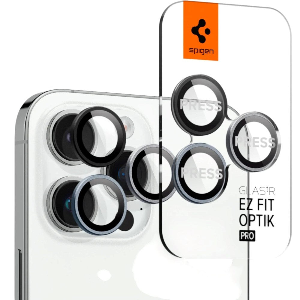 iPhone 17 Pro / 17 Pro Max / 16 Pro / 16 Pro Max / 15 Pro / 15 Pro Max / 14 Pro / 14 Pro Max Spigen Glass tR EZ Fit Optik Pro Kameralinsebeskyttelsesglass - 2 stk - Gjennomsiktig