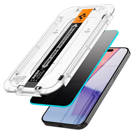 iPhone 15 Pro Spigen EZ Fit Glas.tR Skjermbeskytter 2. Stk - Privacy Filter - Case Friendly - Gjennomsiktig