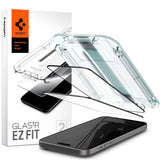 iPhone 15 Spigen EZ Fit Glas.tR Skjermbeskytter 2. Stk - Case Friendly - Svart Kant