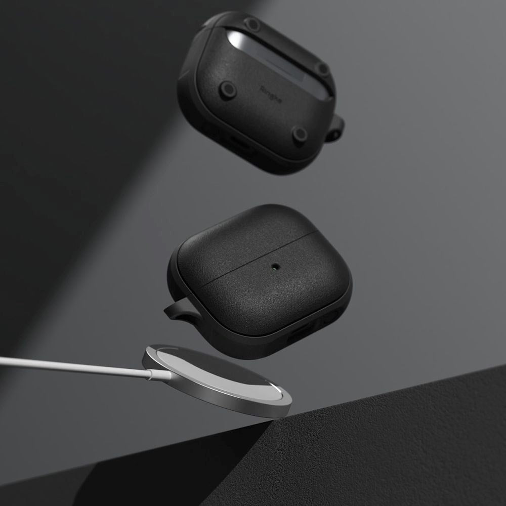 Ringke Samsung Galaxy Buds 3 / 3 Pro Onyx Magnetic Deksel med Karabinkrok - MagSafe Kompatibel - Svart