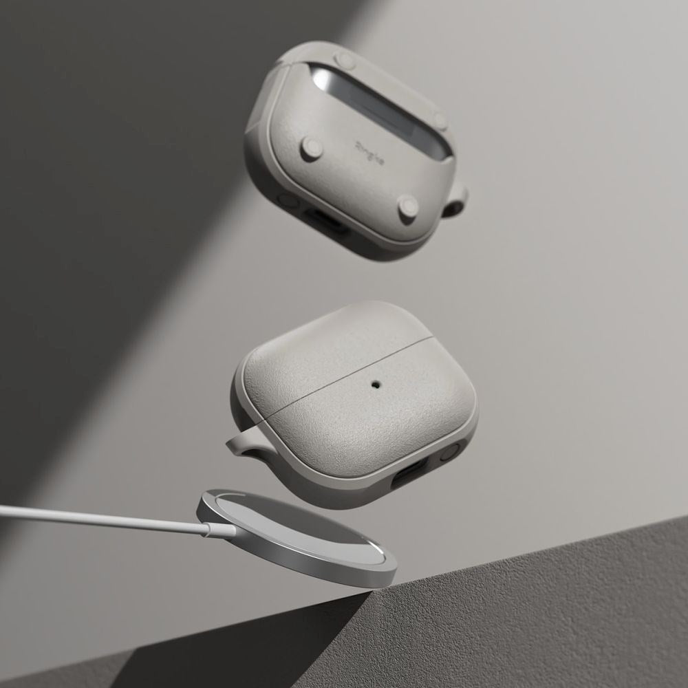 Ringke Samsung Galaxy Buds 3 / 3 Pro Onyx Magnetic Deksel med Karabinkrok - MagSafe Kompatibel - Grå