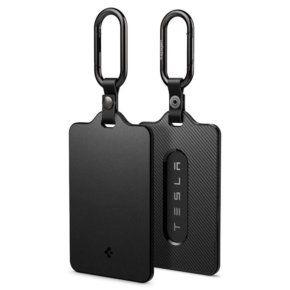 Spigen - Tesla Nøkkelkortholder m. Karabinkrok - 2-Pack - Svart