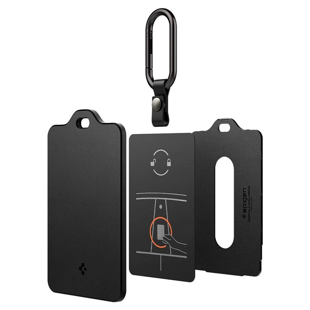 Spigen - Tesla Nøkkelkortholder m. Karabinkrok - 2-Pack - Svart