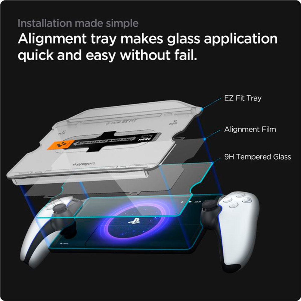 Spigen Glass tR EZ Fit Skjermbeskytter for PlayStation Portal Remote Player - Gjennomsiktig