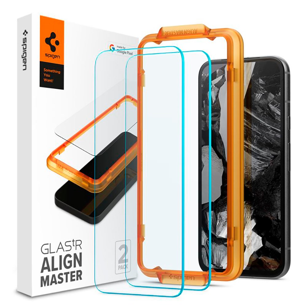 Google Pixel 8a Spigen Alignmaster Glas.tR Skjermbeskytter 2. Stk - Case Friendly - Genomskinlig