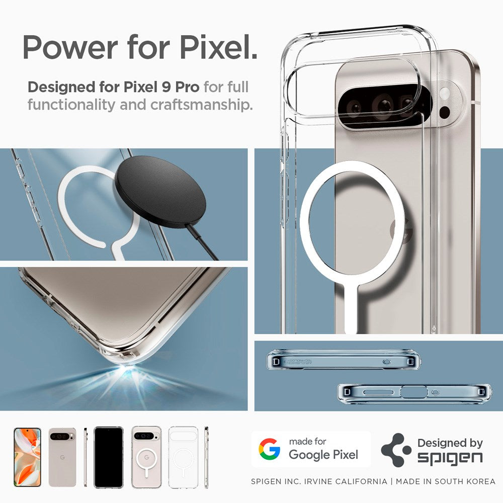 Google Pixel 9 Pro Spigen Ultra Hybrid Ultra Deksel - MagSafe Kompatibel - Gjennomsiktig / Hvit