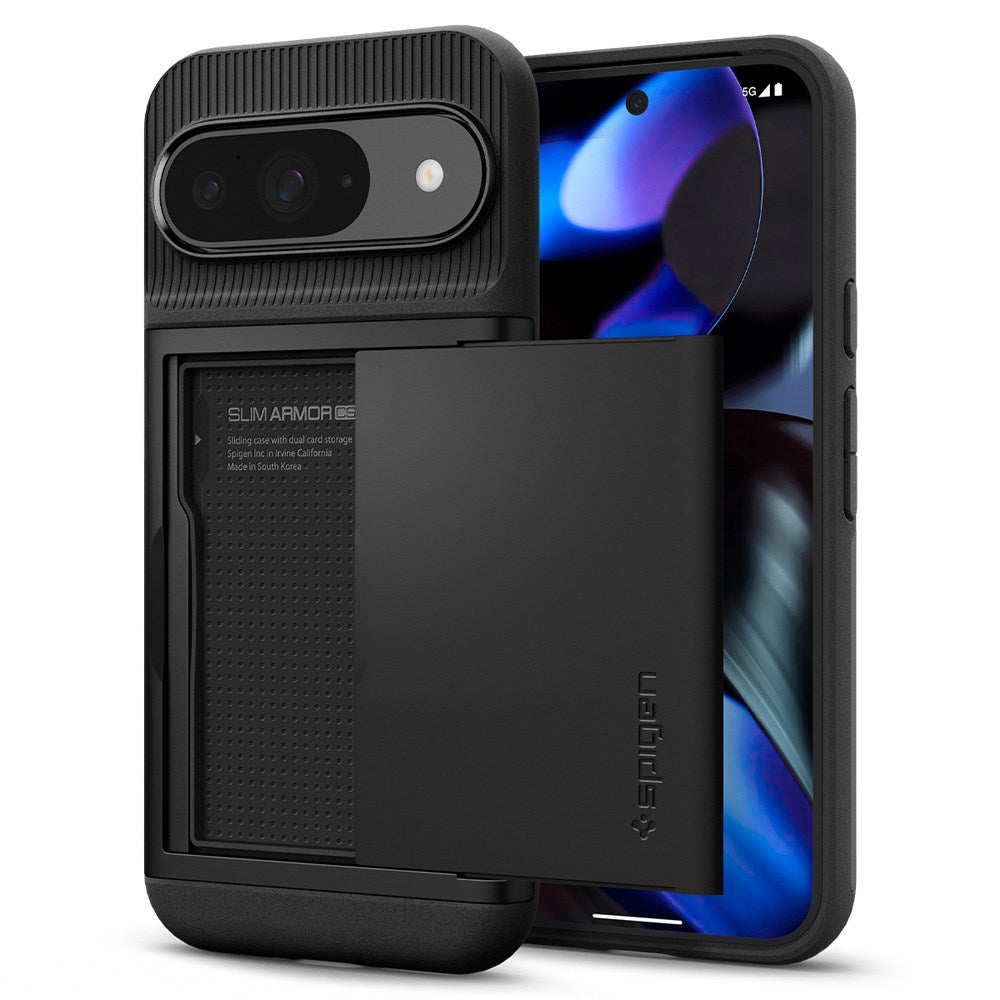 Google Pixel 9 / 9 Pro Spigen Slim Armor Deksel med Kortholder - Svart