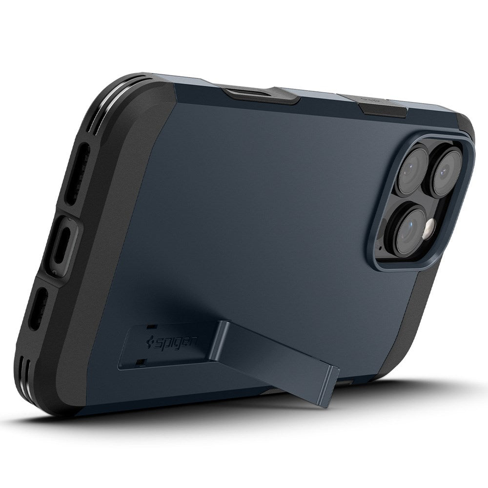 iPhone 16 Pro Spigen Tough Armor T Deksel med Stativ - MagSafe-Kompatibelt - Blå