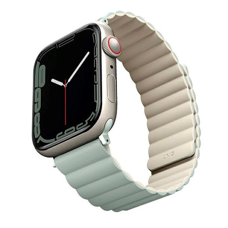 Apple Watch (44/SE/45) UNIQ Revix Vendbar Klokkerem Magnetisk - Sage / Beige