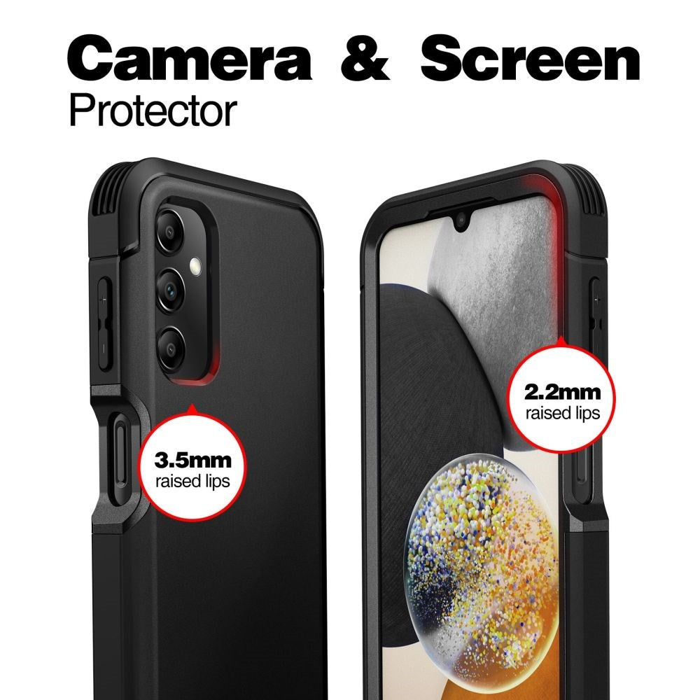 Samsung Galaxy A14 (5G) Ultra Tech-Protect Kevlar Hardplast Deksel med Skjermbeskytter - Svart