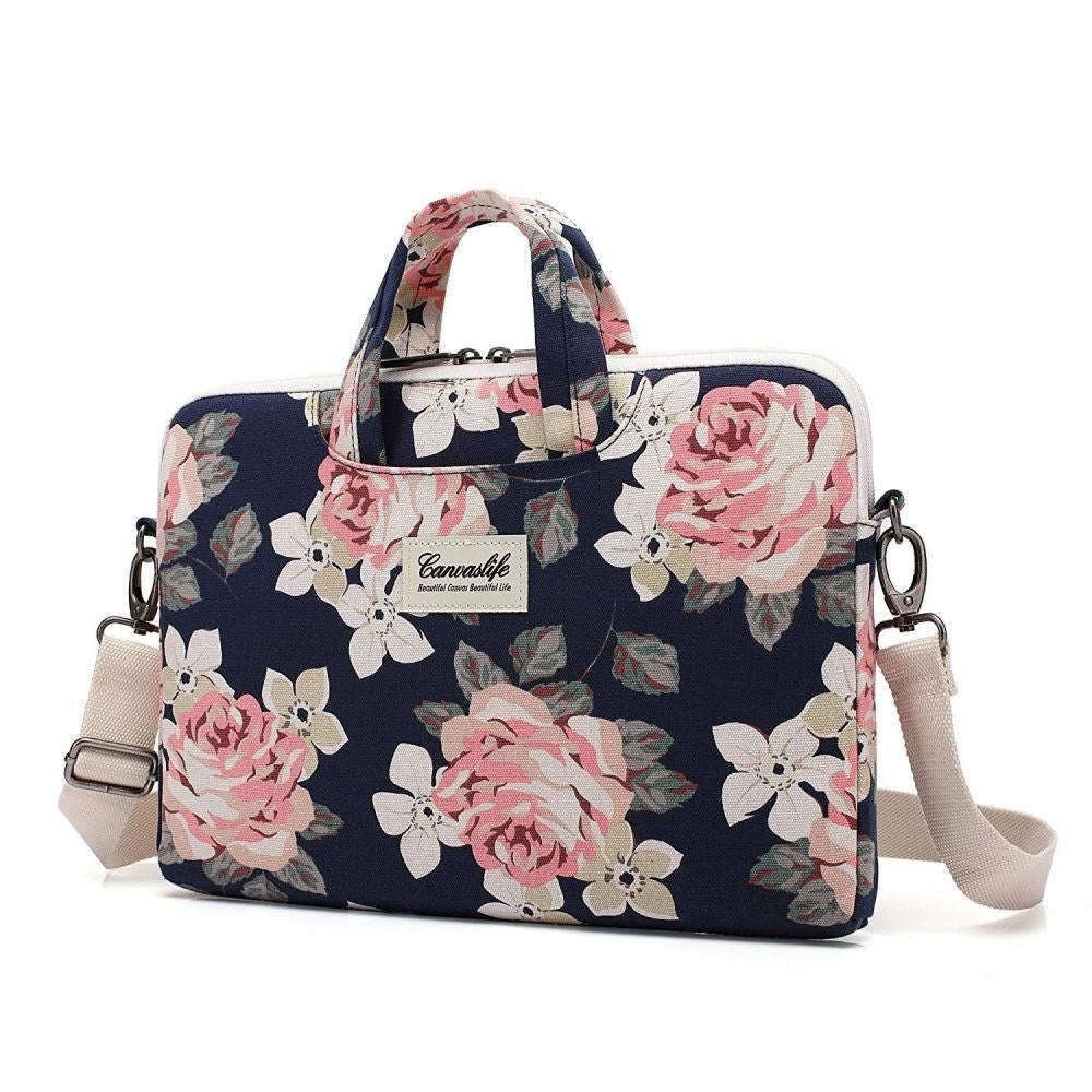 Canvaslife Briefcase Veske Til MacBook / PC 13-14" - Navy Rose