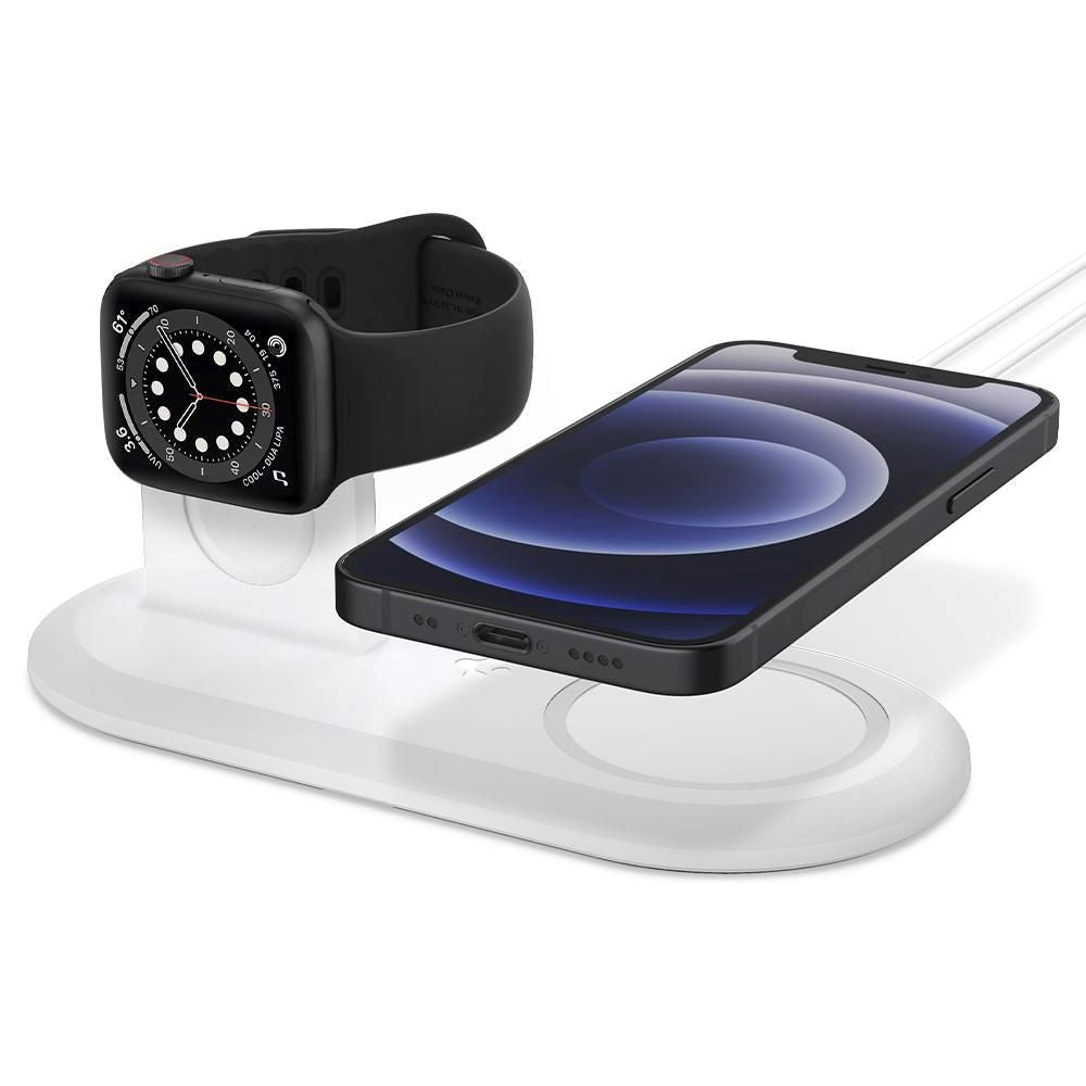 Spigen 2-i-1 MagFit Duo Apple Watch & Apple Magsafe Dock - Hvit