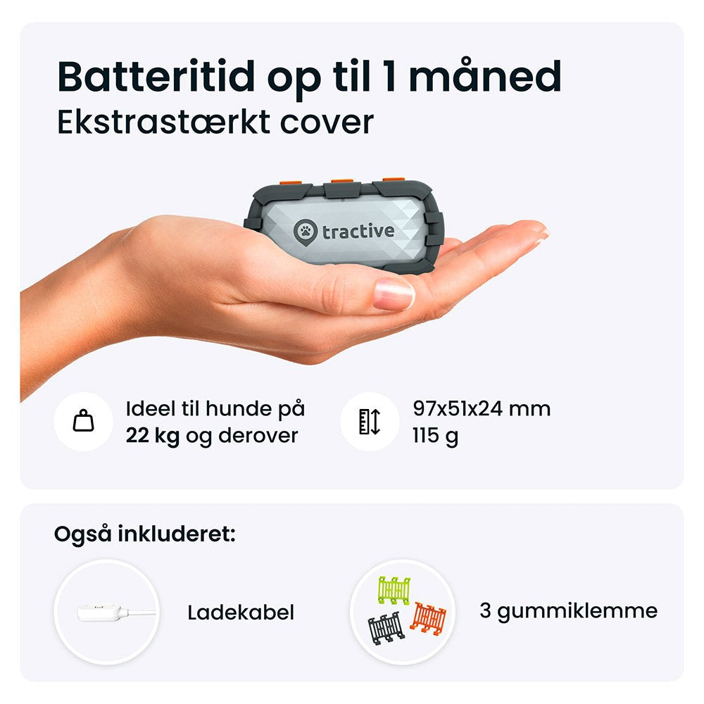 Tractive GPS Dog XL - GPS & Bluetooth Tracker for Hunder - Adventure Edition - Grå