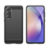 Samsung Galaxy A55 (5G) Brushed Carbon Fiber Fleksibelt Plast Deksel - Svart