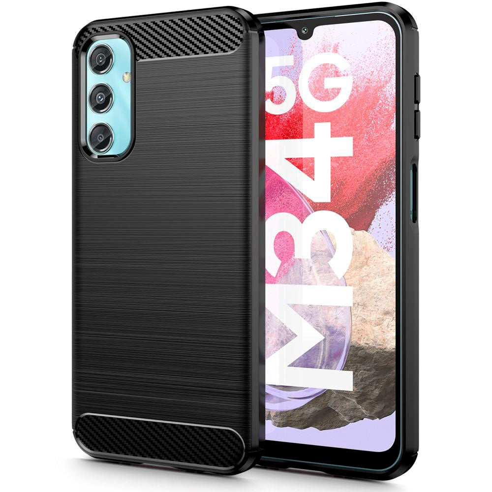 Samsung Galaxy M34 (5G) / F34 (5G) Tech-Protect Fleksibelt Plast Carbon Deksel - Svart