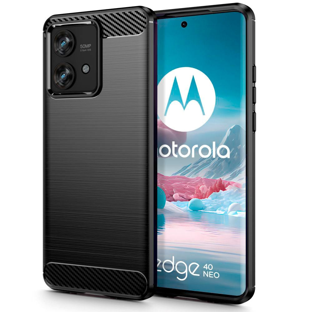 Motorola Edge 40 Neo Tech-Protect Fleksibelt Plast Carbon Deksel - Svart