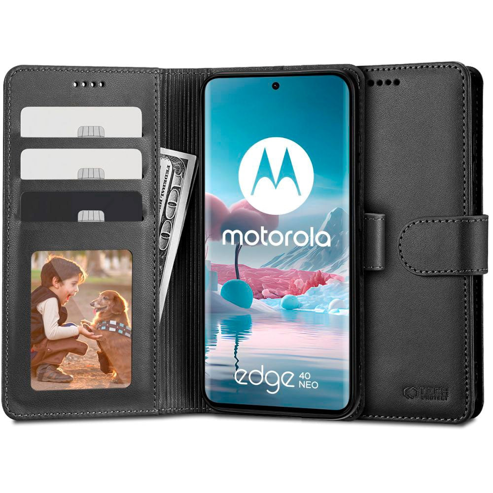 Motorola Edge 40 Neo Tech-Protect Flip Deksel med Lommebok - Svart